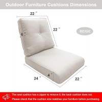 Belord Patio Furniture Cushions With Removable Cover 1 Pair Of Beige Cushions Including 1 Seat Cushion And 1 Back Cushion For O