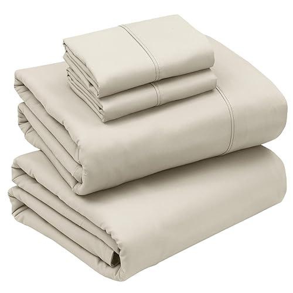 Ruvanti Full Size Sheets Set Brushed Microfiber Sheets 4 Pieces 1 Fitted Sheet 1 Flat Sheet 2 Pillowcases With 15Inch Dee