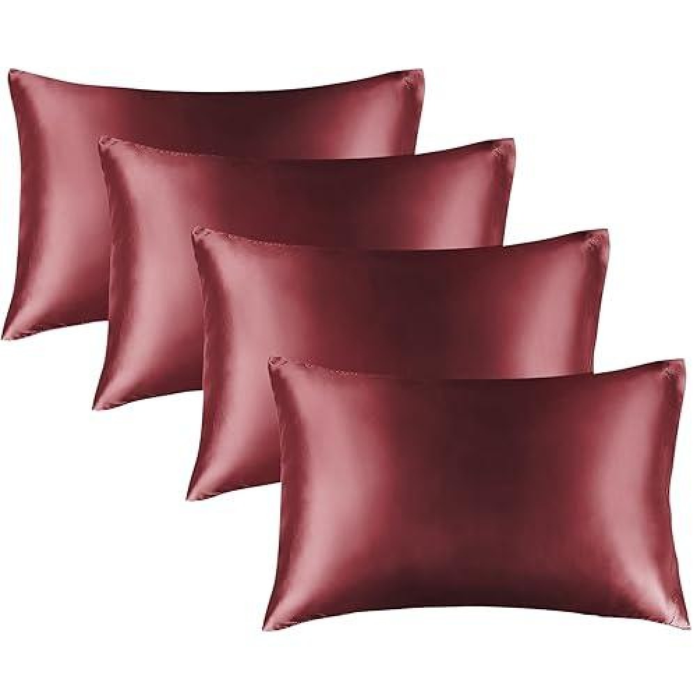 Bedelite Satin Pillowcase For Hair And Skin Super Soft Similar To Silk Pillow Cases 4 Pack With Envelope Closure Cooling Pillo