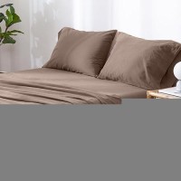 Moomee Bedding Sheet Set 100 Washed Cotton Linen Like Textured Breathable Durable Soft Comfy Brown King