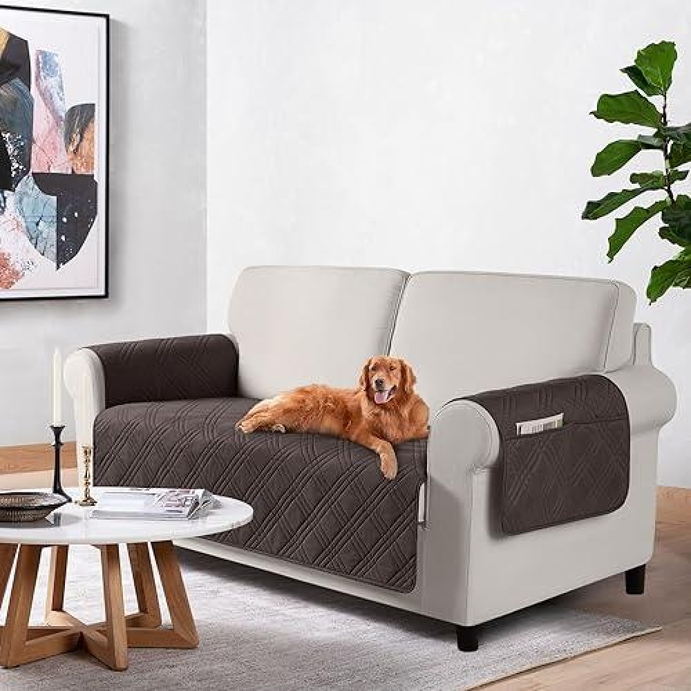 Taococo Waterproof Loveseat Covers For Pets Dogs With Non Slip Backing Sofa Seat Covers With Pocket For 2 Cushion Couch Washabl