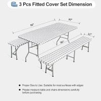 Outdoorlines Vinyl Fitted Picnic Table Cover With Bench Covers Waterproof Camping Tablecloth For Picnic Table Elastic Picnic