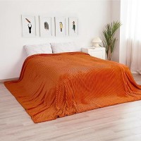 Vessia Flannel Fleece Oversized King Size Blanket(120X120Inch)  300Gsm Cozy Burnt Orange Stripe Bed Blanket For Couch  Sofa And Bed  Warm And Soft Chocolate Microfiber Ribbed Blanket For All Season