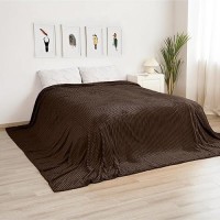 Vessia Flannel Fleece Oversized King Size Blanket(120X120Inch)  300Gsm Cozy Brown Stripe Bed Blanket For Couch  Sofa And Bed  Warm And Soft Chocolate Microfiber Ribbed Blanket For All Season