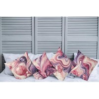 Ambesonne Pink Marble Print Throw Pillow Cushion Cover Set Of 4 Surreal Dreamy Waves Of Abstract Shapes Circular Details Decor