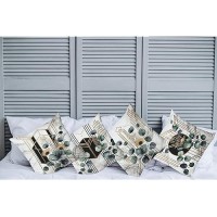 Ambesonne Eucalyptus Throw Pillow Cushion Cover Set Of 4 Watercolor Branches And Geometric Modern Motives On Marble Print Back