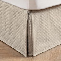 Miye Pleated Waffle Weave Bed Skirt Tailored Dust Ruffle 12 Inch Drop Easy Fit Machine Washable Cream Queen 12 Drop