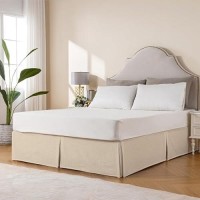 Miye Pleated Waffle Weave Bed Skirt Tailored Dust Ruffle 12 Inch Drop Easy Fit Machine Washable Cream Queen 12 Drop