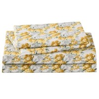 Floral Full Sheet Set Yellow Flower Bedding Sheets Printed Sheets 4 Piece Soft Microfiber Botanical Patterned Fitted Sheet Wit