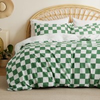 Bedsure Checkered Duvet Cover King Size Reversible Buffalo Plaid Duvet Cover Set With Zipper Closure Green Bedding Set 3 Pie