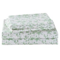 King Sheet Set Green Leaves Bedding Sheets Printed Sheets 4 Piece Soft Microfiber Botanical Patterned Fitted Sheet With 15 D