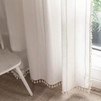 Deeprove White Boho Curtains 90 Inches Length For Living Room Bedroom Nursery  Vintage Bohemian 90 Inches Long Embroidery Farmhouse Light Filter Country Tassel Window Treatments  W52 X L90  1 Panel