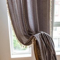 Deeprove Brown Boho Curtains 84 Inches Long For Bedroom Living Room  Dark Coffee Bohemian 84 Inches Length Embroidery Cottage Farmhouse Privacy Style Tassel Window Treatments  1 Panel W52 X L84