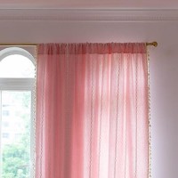 Deeprove Pink Boho Curtains 84 Inches Length For Baby Girl Bedroom Nursery  Blush Bohemian 84 Inches Long Embroidery Farmhouse Light Filter Privacy Style Tassel Window Treatments  W52 X L84  1 Panel