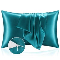 Bedelite Satin Pillowcase With Zipper  Teal King Size Pillow Cases Set Of 2  Super Soft And Cooling Similar To Silk Pillow Cases  Gift For Women Men(20X36 Inches)