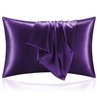 Bedelite Satin Pillowcase With Zipper  Plum Purple King Size Pillow Cases Set Of 2  Super Soft And Cooling Similar To Silk Pillow Cases  Gift For Women Men(20X40 Inches)