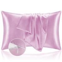 Bedelite Satin Pillowcase With Zipper 2 Pack  Pink Pillow Cases Standard Size  Super Soft And Cooling Similar To Silk Pillow Cases  Gift For Women Men(20X26 Inches)