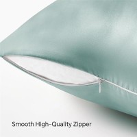 Bedelite Satin Pillowcase With Zipper  Haze Blue Pillow Cases Queen Size Set Of 2  Super Soft And Cooling Similar To Silk Pillow Cases  Gift For Women Men(20X30 Inches)