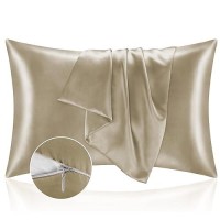 Bedelite Satin Pillowcase With Zipper  Taupe King Size Pillow Cases Set Of 2  Super Soft And Cooling Similar To Silk Pillow Cases  Gift For Women Men(20X36 Inches)