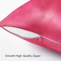 Bedelite Satin Pillowcase With Zipper 2 Pack  Hot Pink Pillow Cases Standard Size  Super Soft And Cooling Similar To Silk Pillow Cases  Gift For Women Men(20X26 Inches)