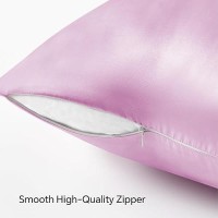 Bedelite Satin Pillowcase With Zipper  Pink King Size Pillow Cases Set Of 2  Super Soft And Cooling Similar To Silk Pillow Cases  Gift For Women Men(20X40 Inches)