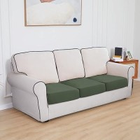 Easy-Going 100% Waterproof Chair Oversized Sofa Seat Cushion Slipcovers Couch Cushion Cover Stretch Furniture Protector For Kids  Pets (3-Piece Oversized Sofa Cushion  Grayish Green)