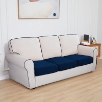 Easy-Going 100% Waterproof Chair Oversized Sofa Seat Cushion Slipcovers Couch Cushion Cover Stretch Furniture Protector For Kids  Pets (3-Piece Oversized Sofa Cushion  Navy)