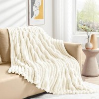 Dissa Fleece Blanket Throw Size - 51X63  Wide Stripe  Beige - Soft  Plush  Fluffy  Fuzzy  Warm  Cozy - Perfect Throw For Couch  Bed  Sofa - Flannel Blanket Throw Blanket