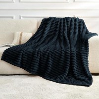 Dissa Fleece Blanket Throw Size - 51X63  Wide Stripe  Black - Soft  Plush  Fluffy  Fuzzy  Warm  Cozy - Perfect Throw For Couch  Bed  Sofa - Flannel Blanket Throw Blanket