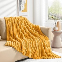 Dissa Fleece Blanket Throw Size - 51X63  Wide Stripe  Yellow - Soft  Plush  Fluffy  Fuzzy  Warm  Cozy - Perfect Throw For Couch  Bed  Sofa - Flannel Blanket Throw Blanket