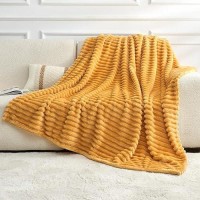 Dissa Fleece Blanket Throw Size - 51X63  Wide Stripe  Yellow - Soft  Plush  Fluffy  Fuzzy  Warm  Cozy - Perfect Throw For Couch  Bed  Sofa - Flannel Blanket Throw Blanket