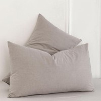 Moomee Bedding Pillowcases Pack Of 2 100 Washed Cotton Linen Like Textured Breathable Durable Soft Comfy Brownish Grey Queen