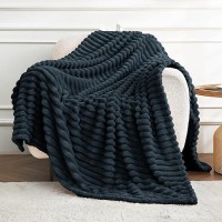 Dissa Fleece Blanket Throw Size - 60X80  Wide Stripe  Black - Soft  Plush  Fluffy  Fuzzy  Warm  Cozy - Perfect Throw For Couch  Bed  Sofa - Flannel Blanket Throw Blanket