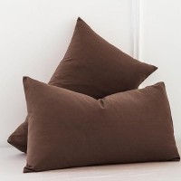 Moomee Bedding Pillowcases Pack Of 2 100 Washed Cotton Linen Like Textured Breathable Durable Soft Comfy Cocoa Brown Queen