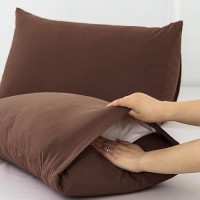 Moomee Bedding Pillowcases Pack Of 2 100 Washed Cotton Linen Like Textured Breathable Durable Soft Comfy Cocoa Brown Queen