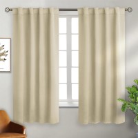 Bgment Beige Room Darkening Curtains 63 Inch Length Rod Pocket And Back Tab Thermal Insulated Curtains For Bedroomliving Room