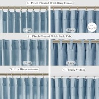 Joywell Linen Pinch Pleated Curtains 96 Inch Long Back Tab Clip Rings Semi Sheer Light Filtering Drapes With Hooks Neutral Boho