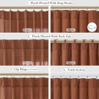 Joywell Linen Pinch Pleated Curtains 108 Inch Long Floor Length Back Tab Clip Rings Semi Sheer Light Filtering Drapes With Hooks