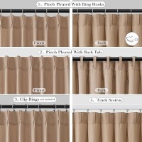 Joywell Linen Pinch Pleated Curtains 96 Inch Long Back Tab Clip Rings Semi Sheer Light Filtering Drapes Aesthetic With Hooks Rus