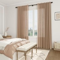 Joywell Linen Pinch Pleated Curtains 96 Inch Long Back Tab Clip Rings Semi Sheer Light Filtering Drapes Aesthetic With Hooks Rus