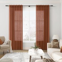 Joywell Linen Pinch Pleated Curtains 96 Inch Long Back Tab Clip Rings Semi Sheer Light Filtering Window Drapes With Hooks Track