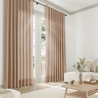 Joywell Linen Pinch Pleated Curtains 102 Inch Extra Long Back Tab Clip Rings Semi Sheer Light Filtering Drapes Soft Lightweight