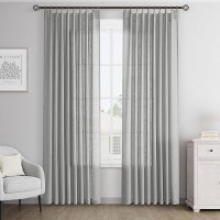 Joywell Linen Pinch Pleated Curtains 84 Inch Long Back Tab Clip Rings Semi Sheer Light Filtering Drapes With Hooks Privacy For K