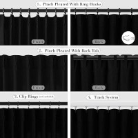 Joywell Linen Pinch Pleated Curtains 96 Inch Long Back Tab Clip Rings Semi Sheer Light Filtering Drapes Soft Lightweight With Ho