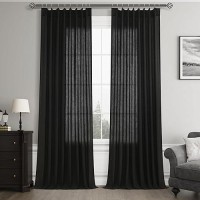 Joywell Textured Linen Pinch Pleated Curtains 108 Inch Long Back Tab Clip Rings Semi Sheer Light Filtering Drapes With Hooks For