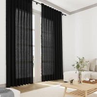 Joywell Textured Linen Pinch Pleated Curtains 108 Inch Long Back Tab Clip Rings Semi Sheer Light Filtering Drapes With Hooks For