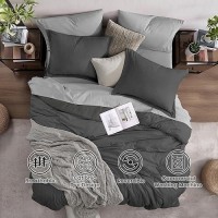 Monbix King Size Comforter Set Dark Grey King Size Bed Set Reversible King Size Comforter Set 7 Pieces Cationic Dyeing Bed In