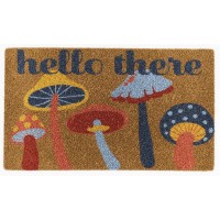 Avera Products Hello There Mushrooms Natural Coir Doormat Antislip Rubber Back 17 X 29 Perfect For Outdoors Welcoming C