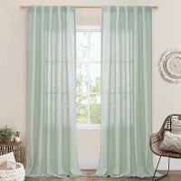 Lamit Light Filtering Linen Curtains 84 Inches Long For Bedroom Linen Textured Semi Sheer Back Tab And Rod Pocket Natural Boho