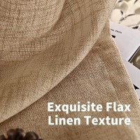 Youngstex Linen Curtains 90 Inches Long For Living Room Back Tab Toffee Textured Window Drapes For Bedroom Dining Room Rod Pocke